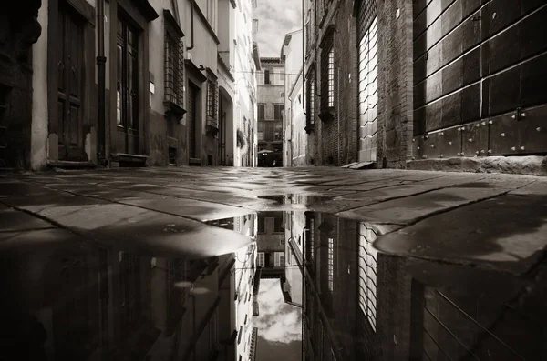 Straßenansicht Von Lucca Mit Wasserspiegelung Nach Regen Italien — Stockfoto