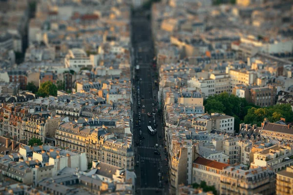 Paris Vue Sur Toit Rue Coucher Soleil Effet Basculement — Photo