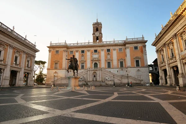 Piazza Del Campidoglio Con Estatua Marco Aurelio Roma Italia — Foto de Stock