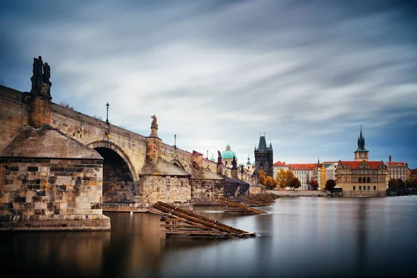 Prague Skyline Pont Sur Rivière République Tchèque — Photo