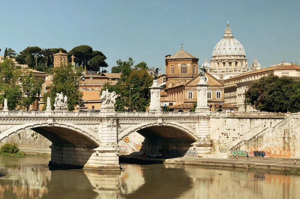 Řeka Tiber Bazilika Petra Vatikánu — Stock fotografie