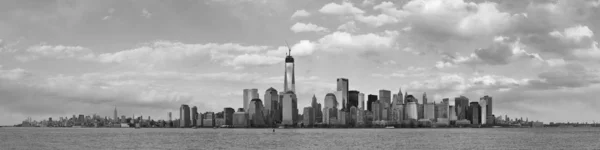 Centrum Manhattan Panorama Czerni Bieli Nad Rzeką Hudson Nowym Jorku — Zdjęcie stockowe