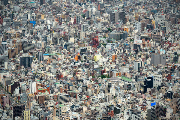 Tokyo urban rooftop view background, Japan.