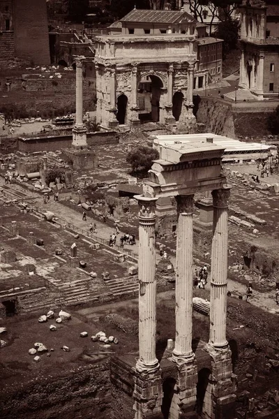 Kolumner Rom Forum Med Ruiner Historiska Byggnader Italien — Stockfoto