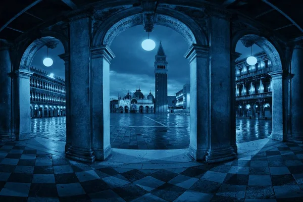 Salão Vista Noturna Piazza San Marco Veneza Itália — Fotografia de Stock