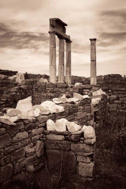 Pillar in Historical Ruins in Delos clipart