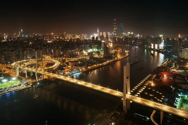 Szanghaj Nanpu most przez rzekę Huangpu — Zdjęcie stockowe