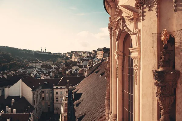 Na dachu panoramę Pragi — Zdjęcie stockowe