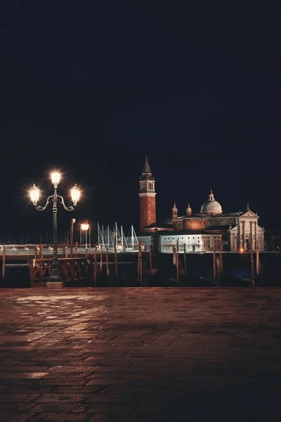 Veneția noaptea și biserica San Giorgio Maggiore — Fotografie, imagine de stoc