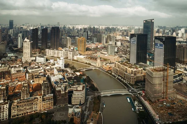 Shanghai Suzhou Creek havadan görünümü — Stok fotoğraf