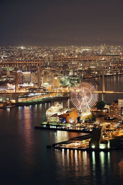 Osaka nacht op het dak weergave — Stockfoto