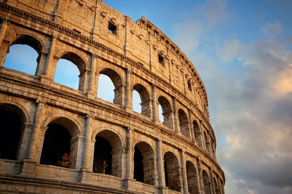 Colosseum closeup view, the world known landmark and the symbol of Rome, Italy.