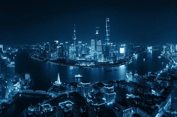 Shanghai Pudong luchtfoto nacht weergave — Stockfoto