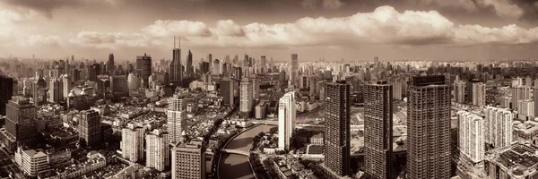 Luchtfoto van de Shanghai Suzhou Creek — Stockfoto