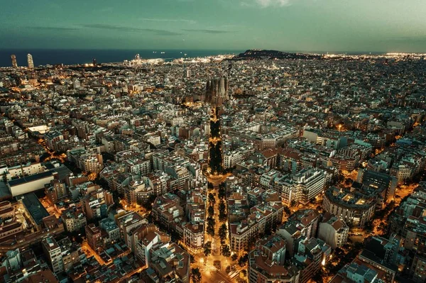 Barcelona skyline Flygfoto — Stockfoto