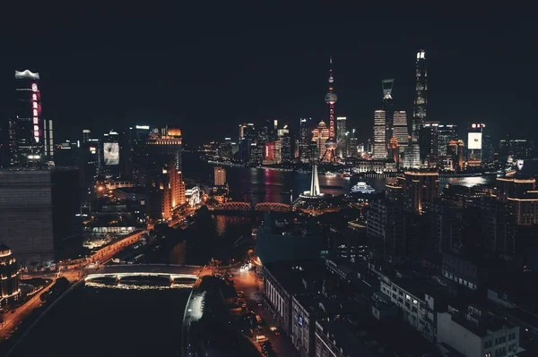 Шанхай-Пудун повітряних нічний погляд — стокове фото