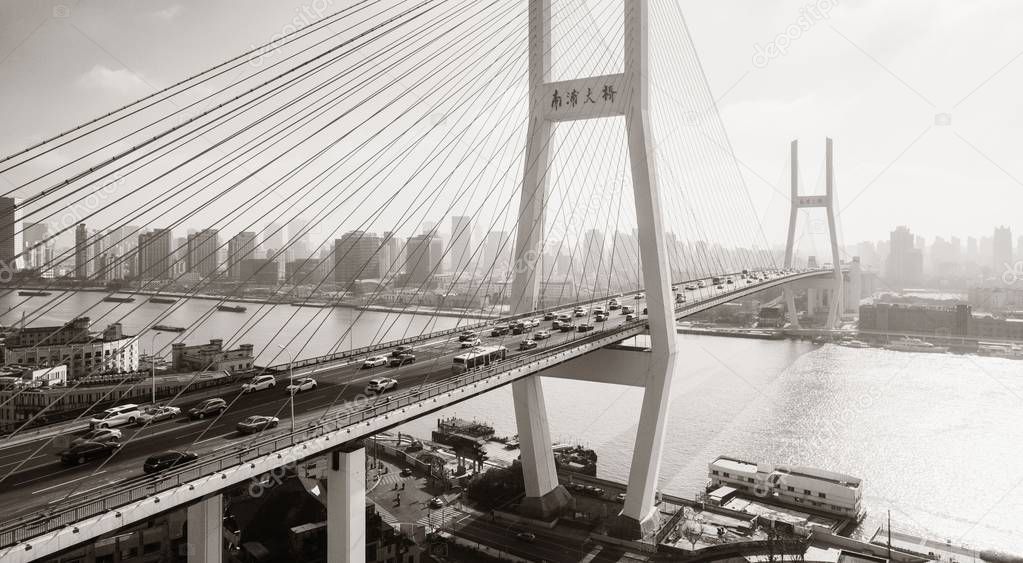 Shanghai Nanpu Bridge over Huangpu River 