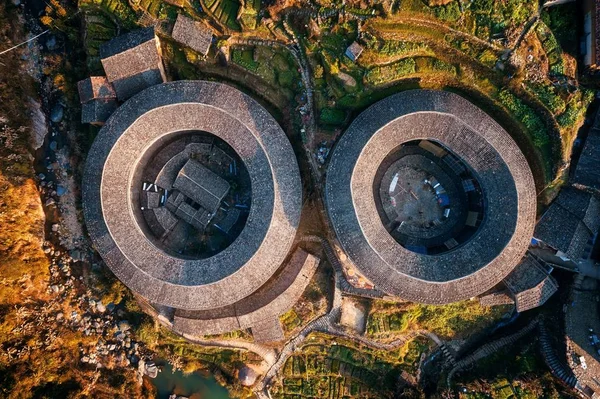 Fujian Tulou vista aerea — Foto Stock