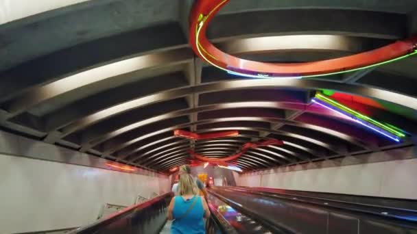 New York City September 2019 Rolltreppe Path Bahnstation Schnelle Weiterleitung — Stockvideo