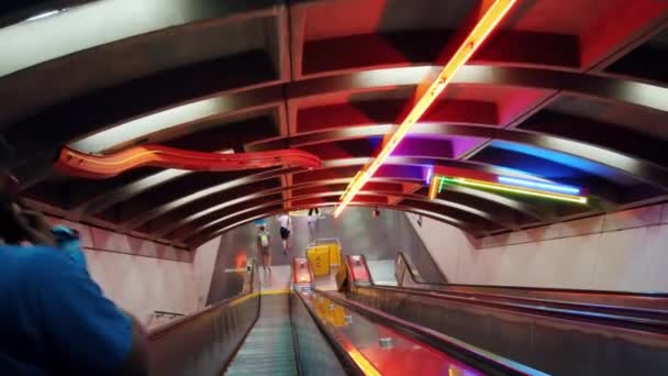 New York City September 2019 Rolltreppe Der Bahn Station Pfad — Stockvideo