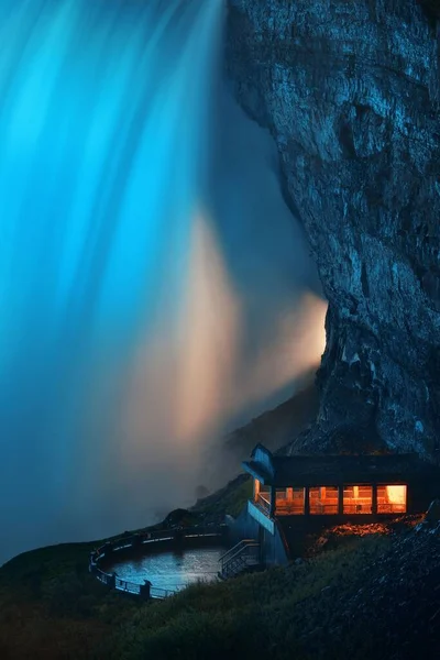 Niagara Falls Nachts Als Het Beroemde Natuurlijke Landschap Canada — Stockfoto