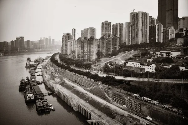 Chongqing Deki Kentsel Binaların Şehir Siluetinin Hava Görüntüsü — Stok fotoğraf