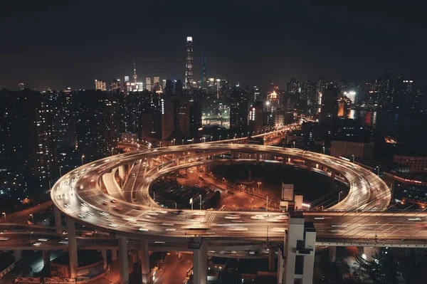 Šanghajský Nanpu Most Přes Řeku Huangpu Rušným Provozem Číně — Stock fotografie