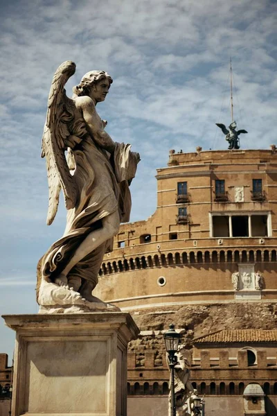 Castel Sant Angelo Itália Roma Com Anjo Estátua Close — Fotografia de Stock