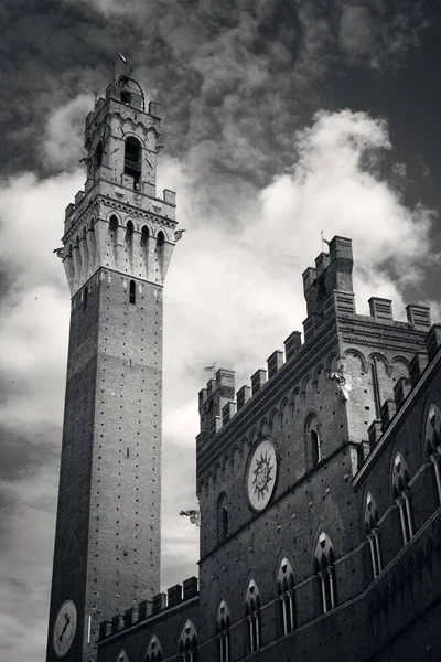 Prefeitura Bell Tower Close Siena Itália — Fotografia de Stock