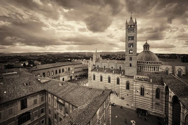 Talya Siena Katedrali Ufuk Çizgisi Manzaralı Ortaçağ Kasabası — Stok fotoğraf