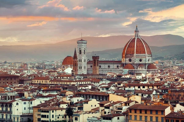 Cathédrale Florence Avec Horizon Ville Vue Piazzale Michelangelo Coucher Soleil — Photo