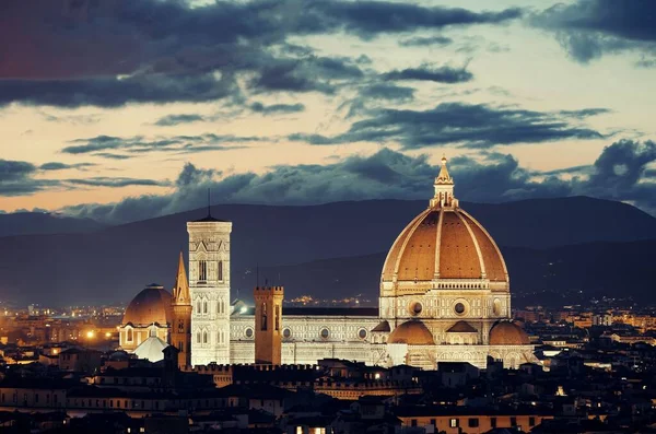 Florencie Katedrála Panoramatickým Výhledem Město Piazzale Michelangelo Noci — Stock fotografie