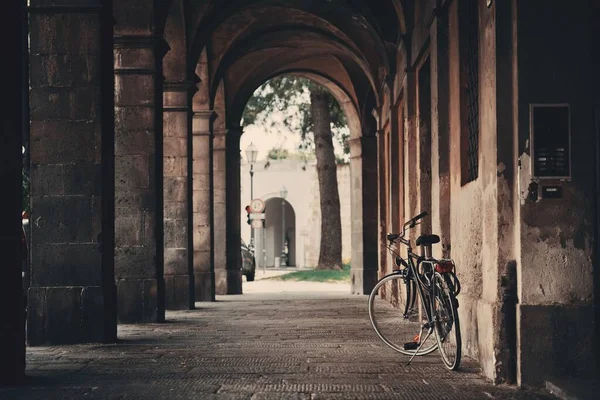 Lucca Uitzicht Straat Met Fiets Gang Italië — Stockfoto