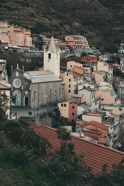 Riomaggiore Vista Desde Montaña Cinque Terre Italia —  Fotos de Stock