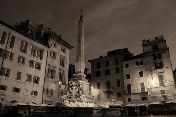 Piazza Della Rotonda Před Pantheonem Noci Římě Itálie — Stock fotografie