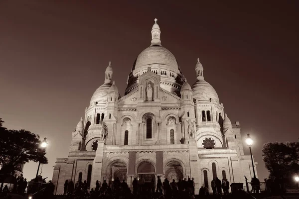 Sacre Coeur Cathedral Skymningen Paris Frankrike — Stockfoto