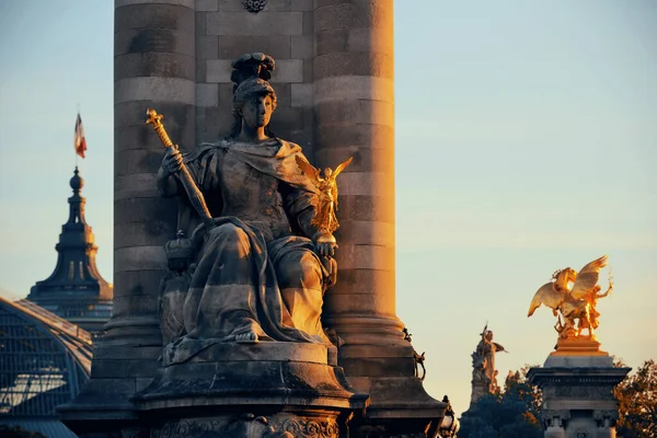 Alexandre Iii Brug Met Beeldhouwwerk Parijs Frankrijk — Stockfoto