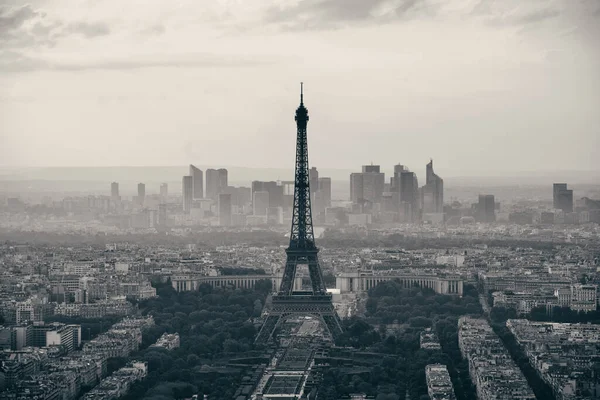 Vista Panoramica Sulla Città Parigi Con Torre Eiffel Bianco Nero — Foto Stock