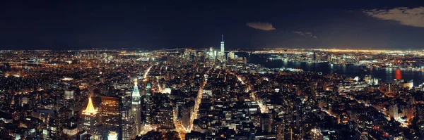 Nova Iorque Centro Skyline Panorama Visão Noturna — Fotografia de Stock