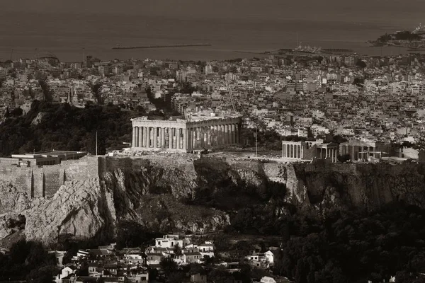 Skyline Athene Vanaf Lykavitos Met Acropolis Griekenland — Stockfoto