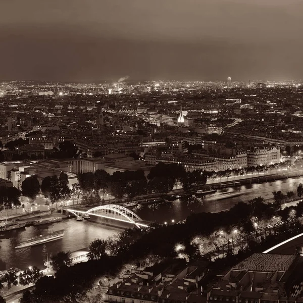 Vista Panorâmica Cidade Paris Com Rio Sena Noite França — Fotografia de Stock