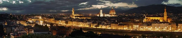 Florence Ορίζοντα Προβολή Από Piazzale Michelangelo Νύχτα Πανόραμα — Φωτογραφία Αρχείου