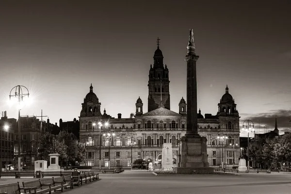 City Council Building Night View George Glasgow Escócia Reino Unido — Fotografia de Stock