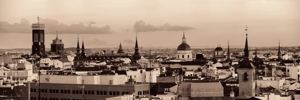 Toit Panoramique Madrid Avec Bâtiments Clocher Église Espagne — Photo