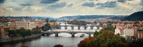 Prague Skyline Bridge River Czech Republic Panorama — Stock Photo, Image