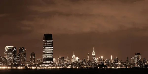 New York City Natten Med Stadsarkitekturer — Stockfoto