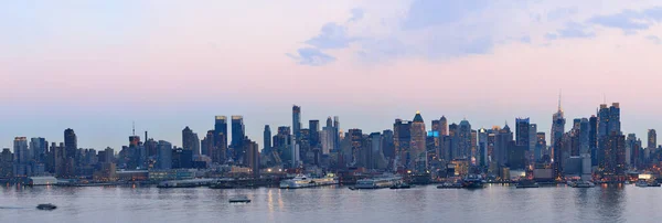 Nowy Jork Centrum Manhattanu Zachód Słońca Panorama Panorama Hudson River — Zdjęcie stockowe
