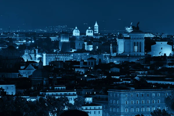 Rome Uitzicht Het Dak Met Oude Architectuur Italië Nachts Blauwe — Stockfoto
