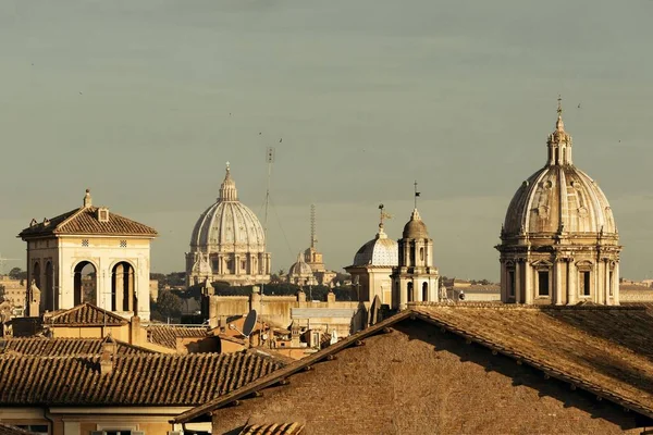 Vista Sul Tetto Roma Architettura Storica Skyline Della Città Italia — Foto Stock