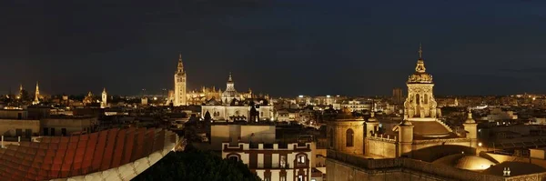 Sevilla Natt Tak Panorama Utsikt Med Katedralen Saint Mary See — Stockfoto